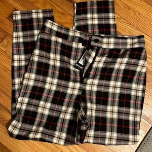 Nasty Gal Plaid Button Tapered Pants US 8